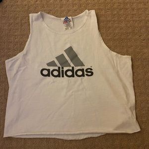 White Adidas Cropped Tank Top Size L